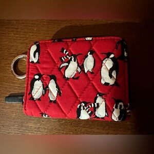 Vera Bradley Red Playful Penguins Petite Zip-Around Wallet-NWT